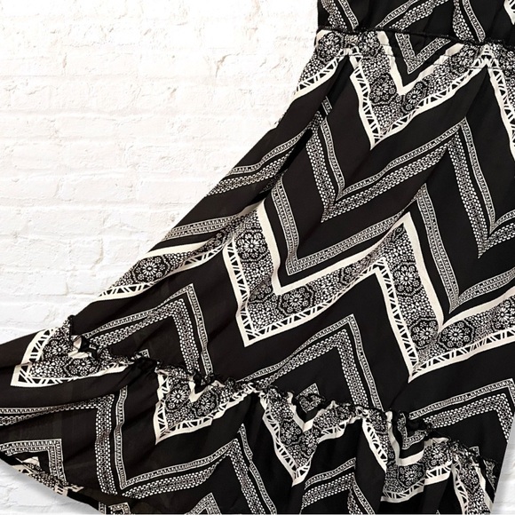 🎁3 for $30 Love Fire Black and White Aztec Print Halter Mini Dress - Picture 4 of 7